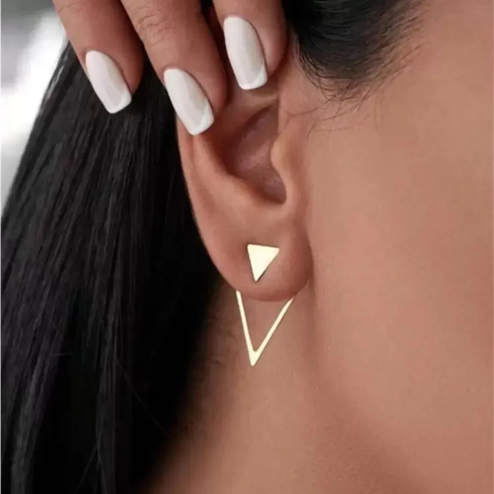 Gold Triangle Drop Earrings R76